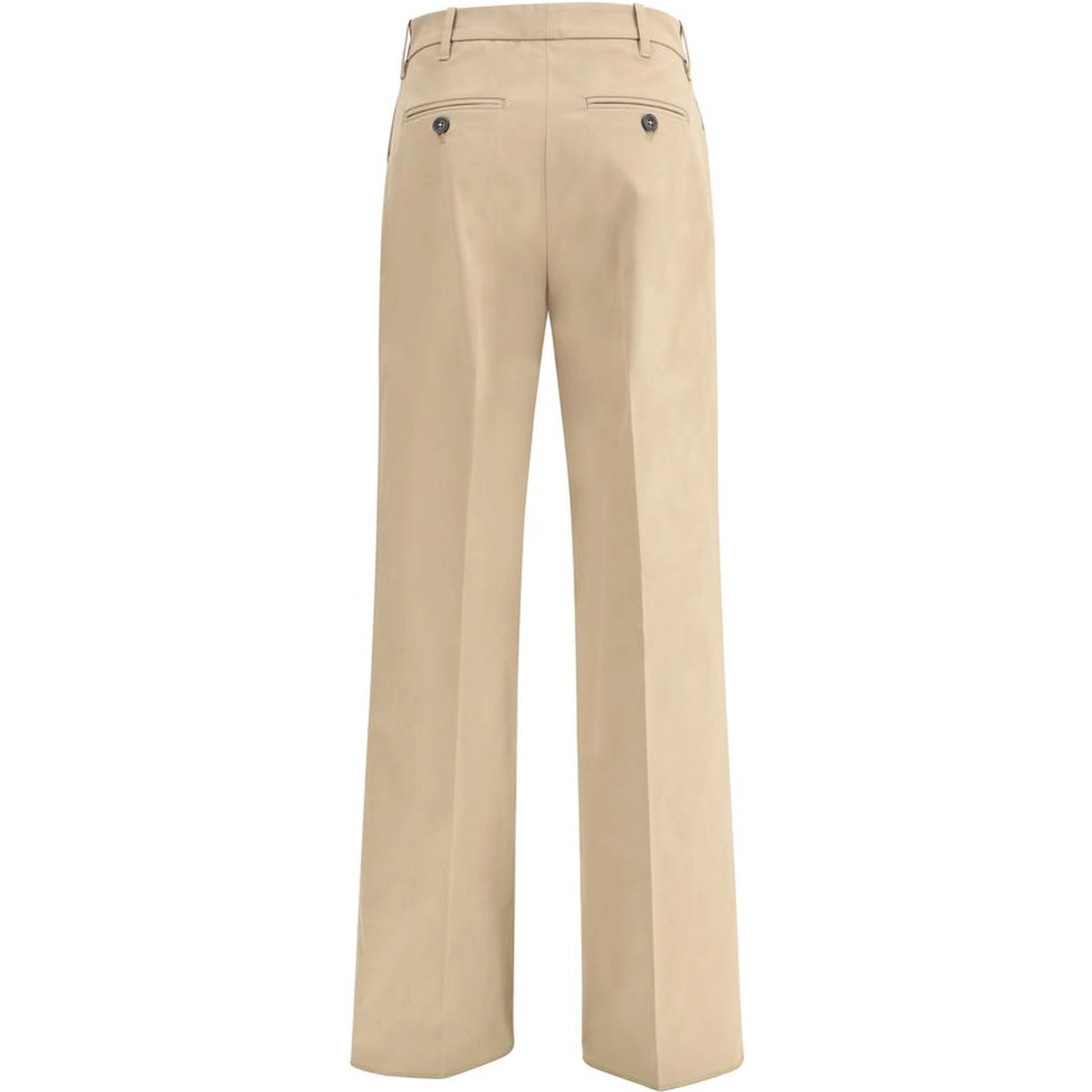 Beige Cotton Casual Pants