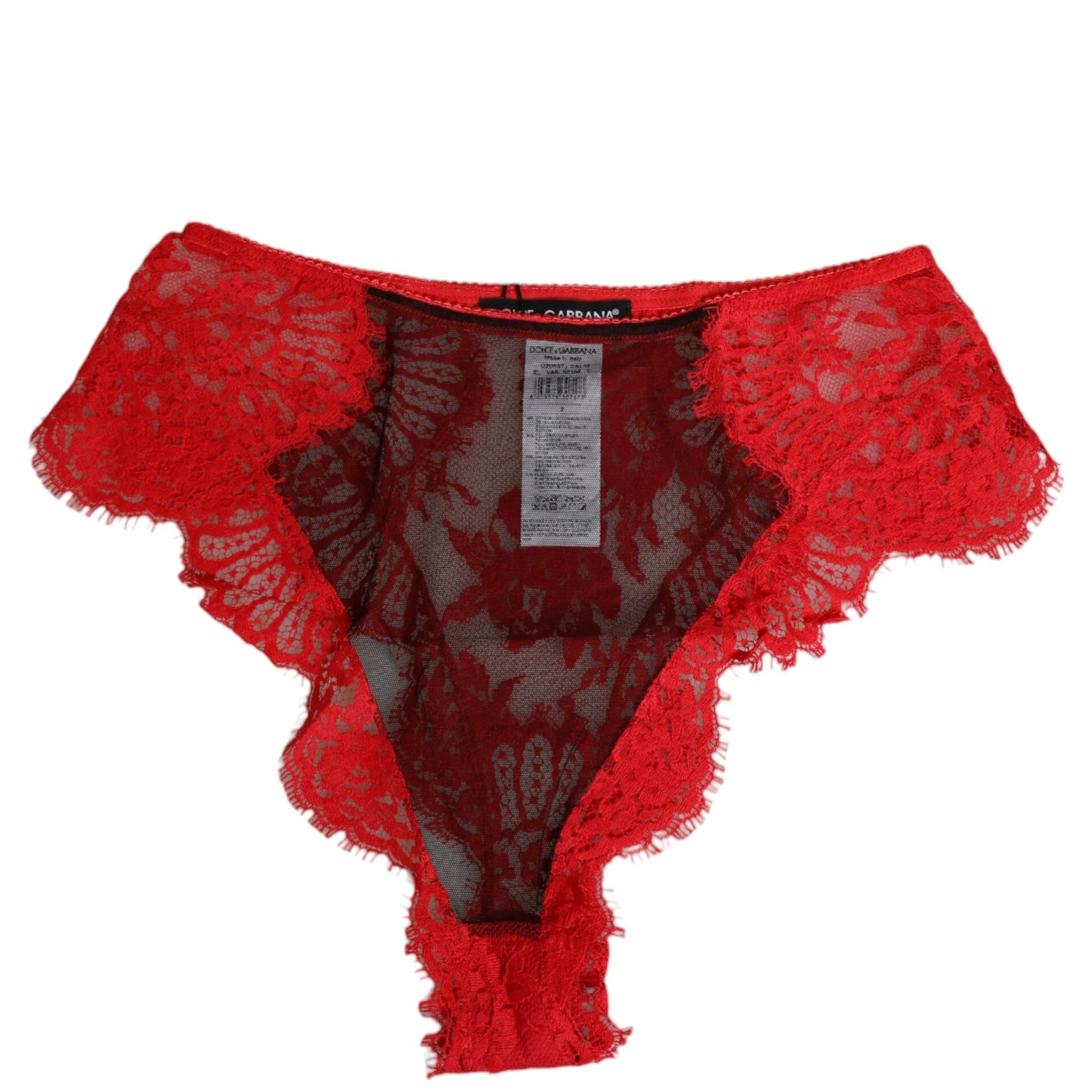 Red Floral Lace Sheer Briefs Women Underwear
