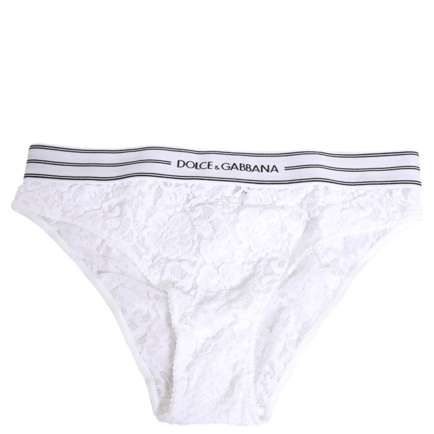 White Lace Slip Brief Logo Waistband Underwear