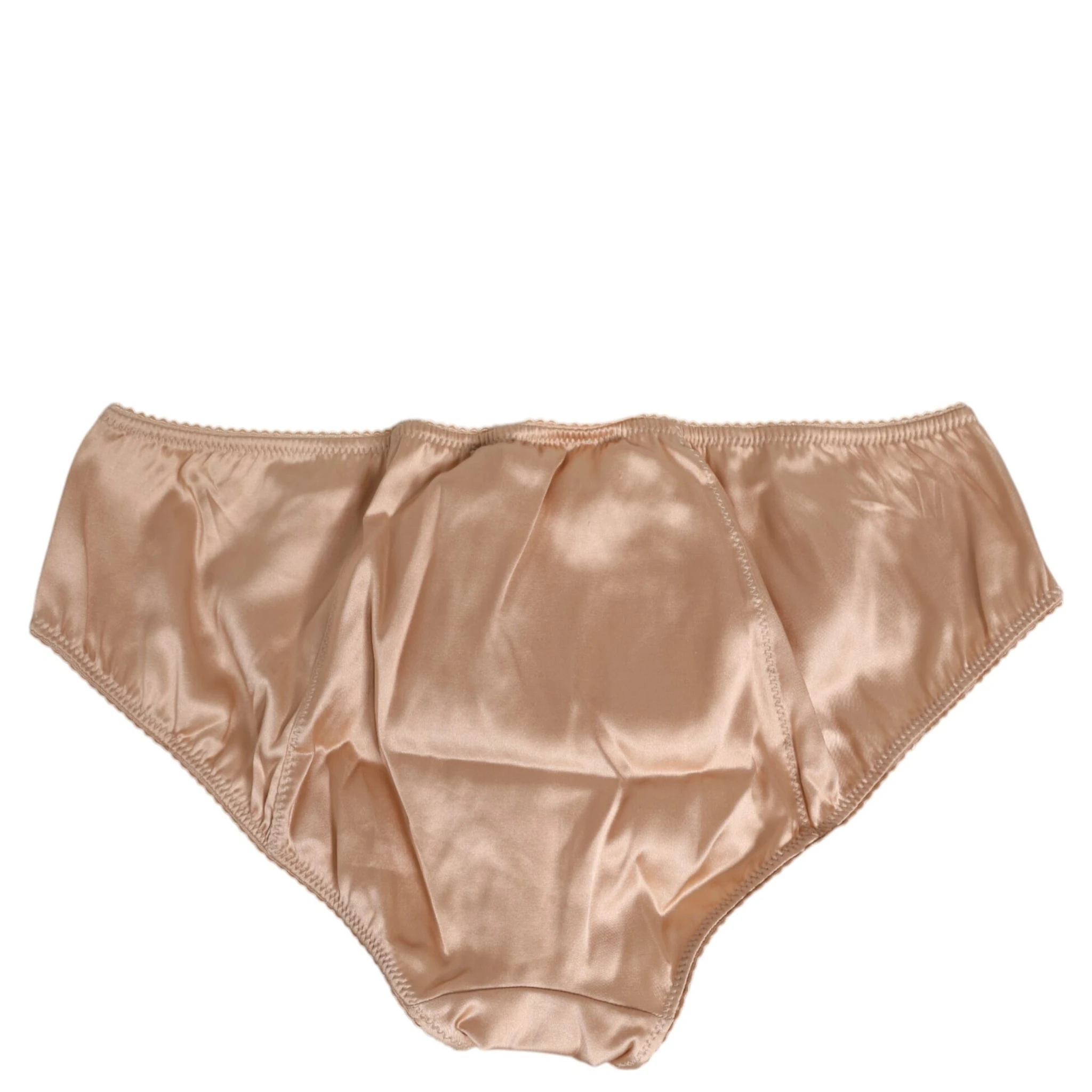 Nude Beige Silk Satin Bow Lace Trim Underwear