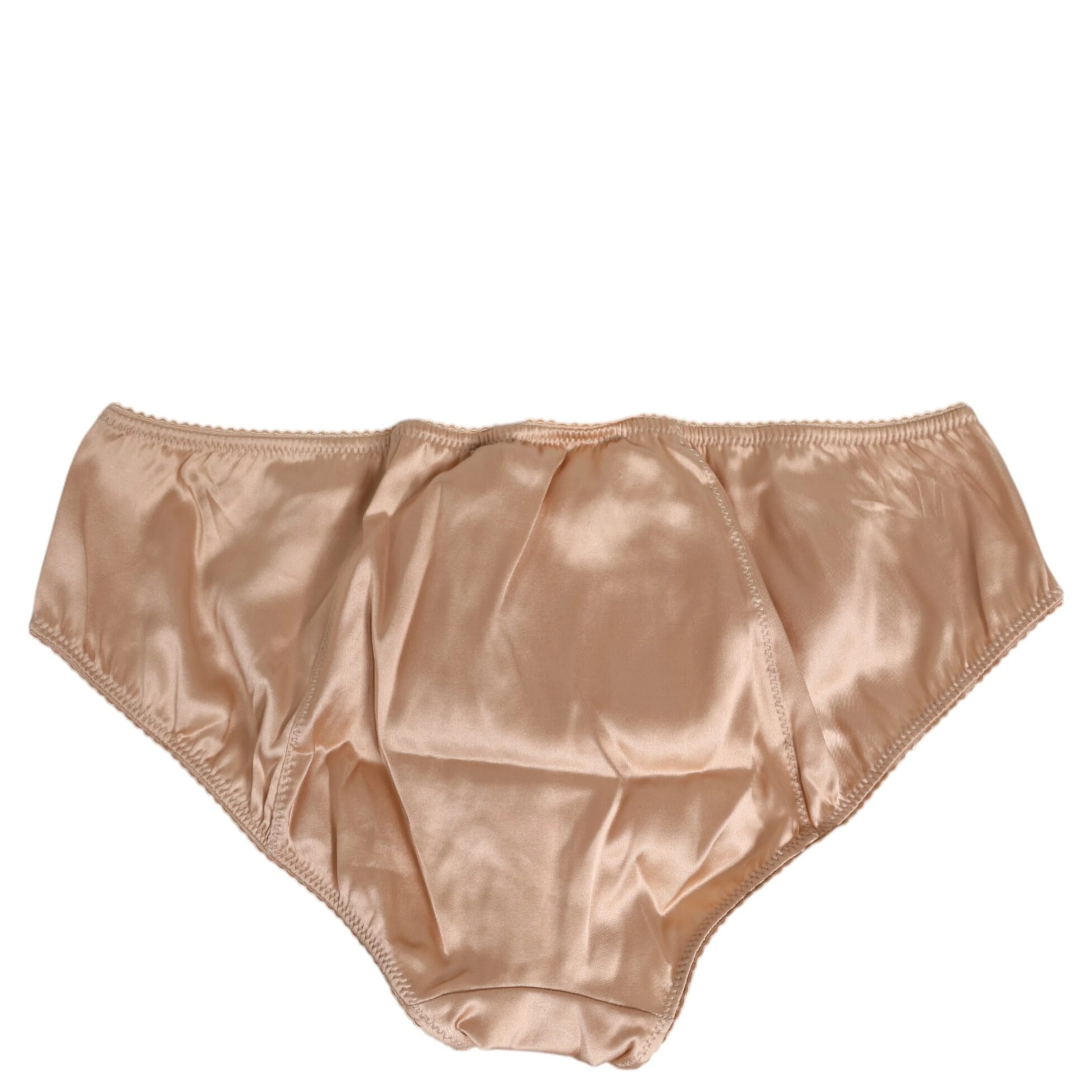 Nude Beige Silk Satin Bow Lace Trim Underwear