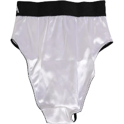 White Satin High-Waist Black Logo Women Underwear