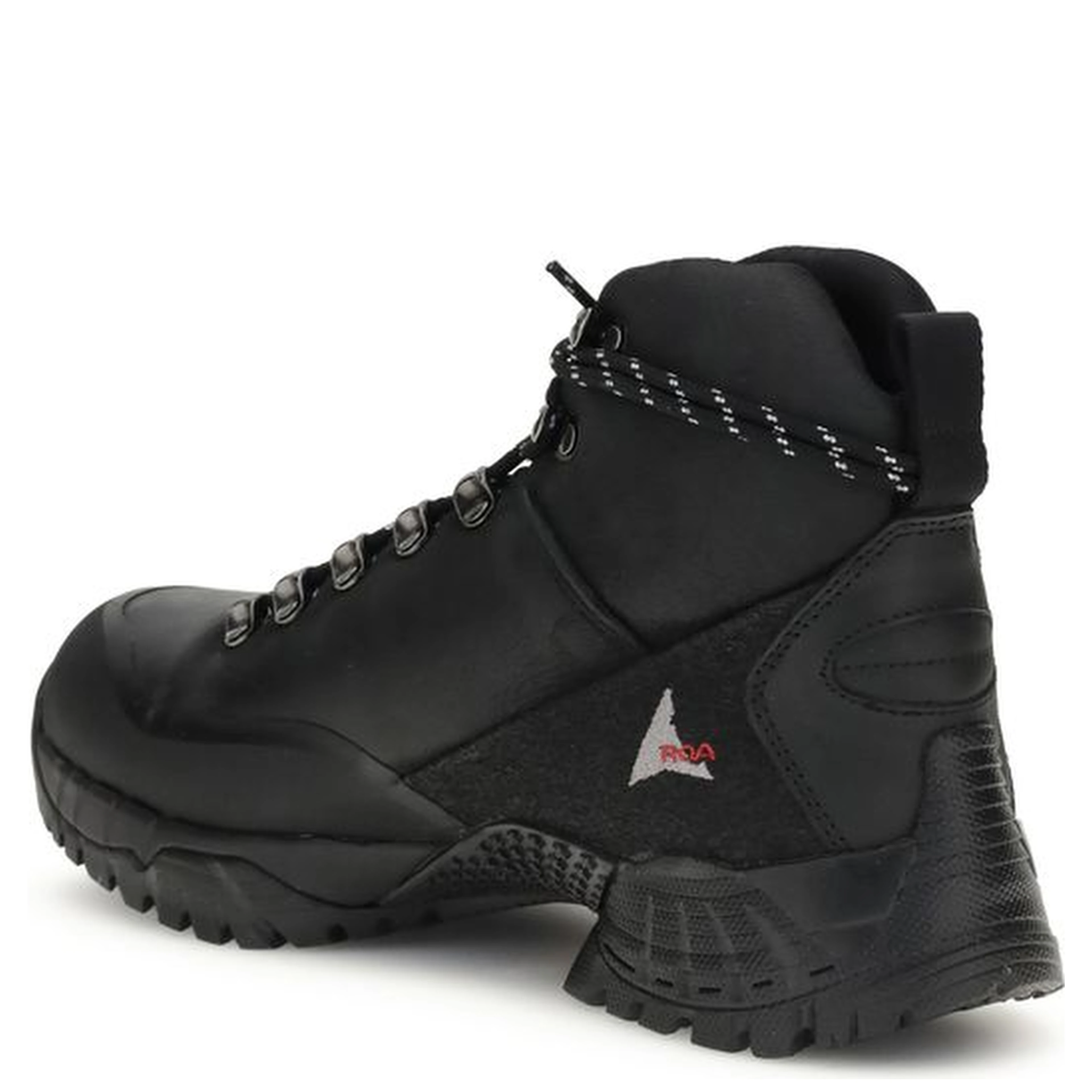 Black Leather Lace-Up Boots