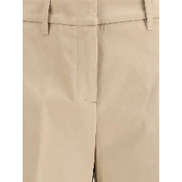 Beige Cotton Casual Pants