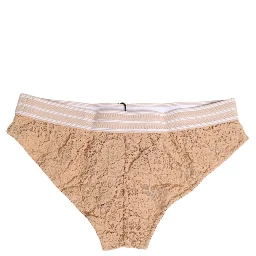 Beige Lace Brasiliano Briefs Logo Waistband Underwear