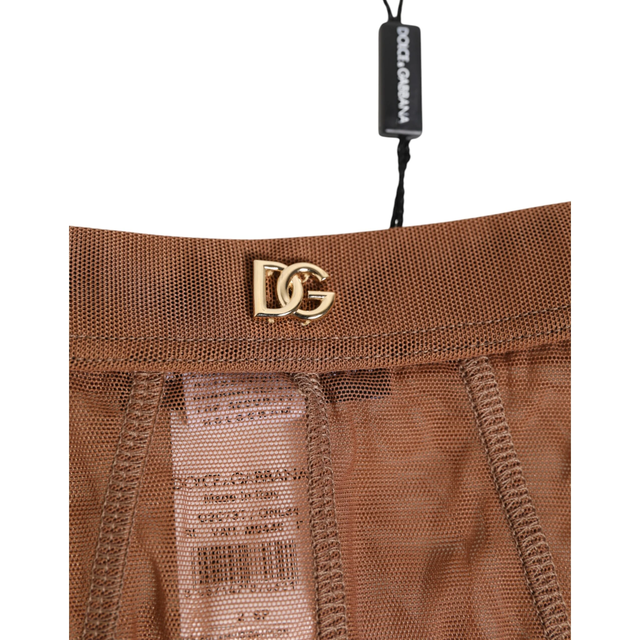 Brown Sheer Mesh High Waist Briefs Underwear