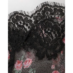 Black Pink Floral Lace Mesh Lingeri Underwear