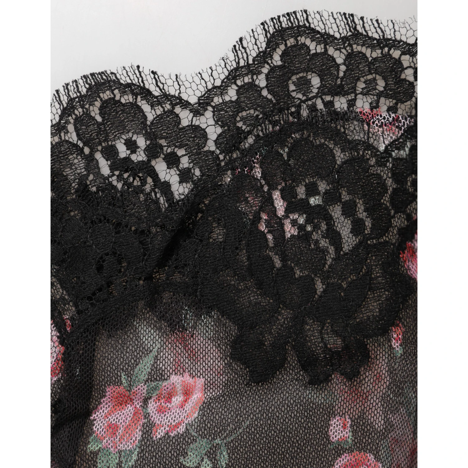 Black Pink Floral Lace Mesh Lingeri Underwear