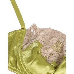 Lime Green Silk Satin Lace Padded Balconnet Underwear