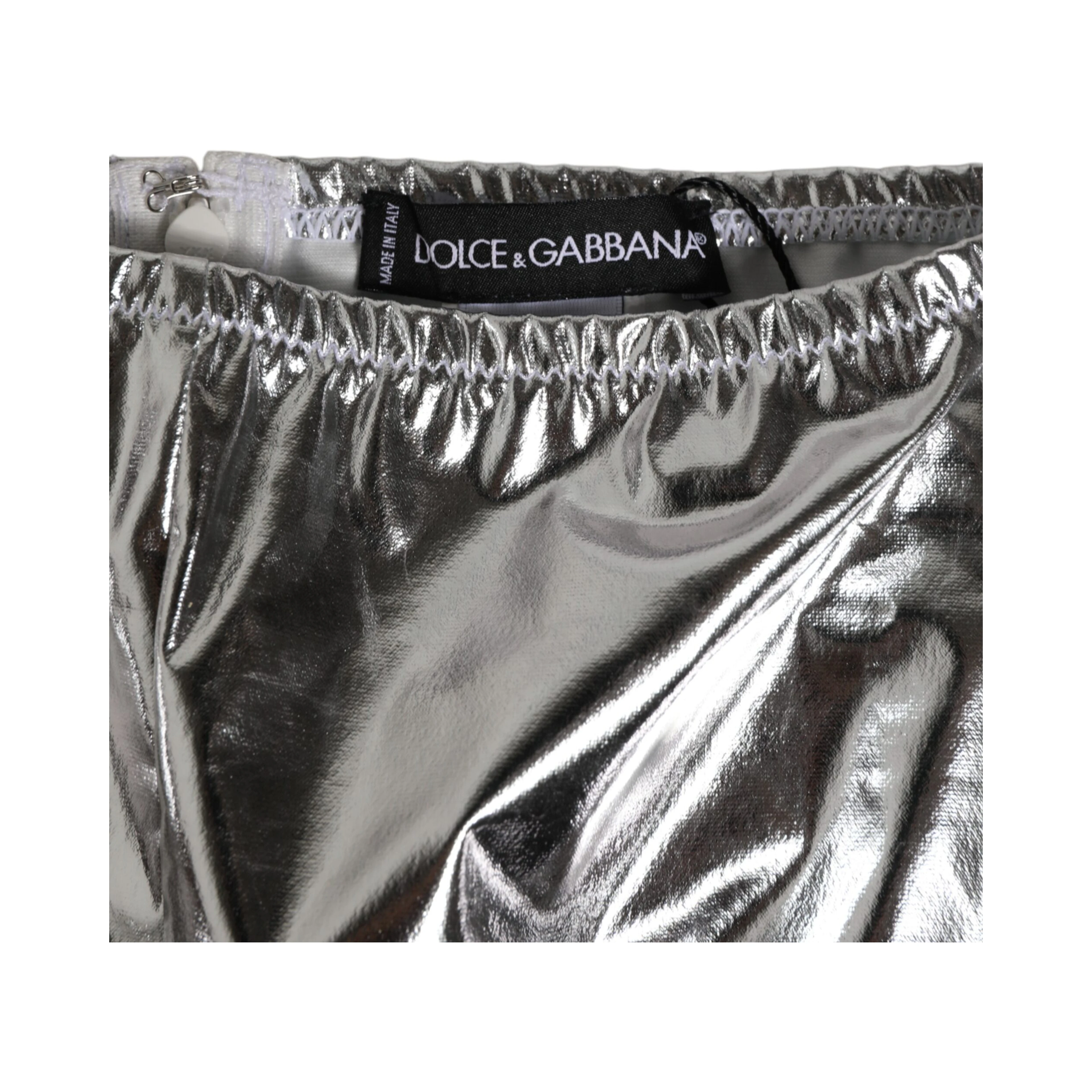 Silver Metallic High Waist Bikini Bottom Women  Underwear