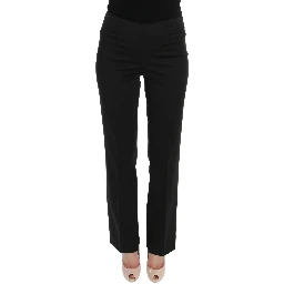 Black Stretch Straight Fit Dress Trousers Pants