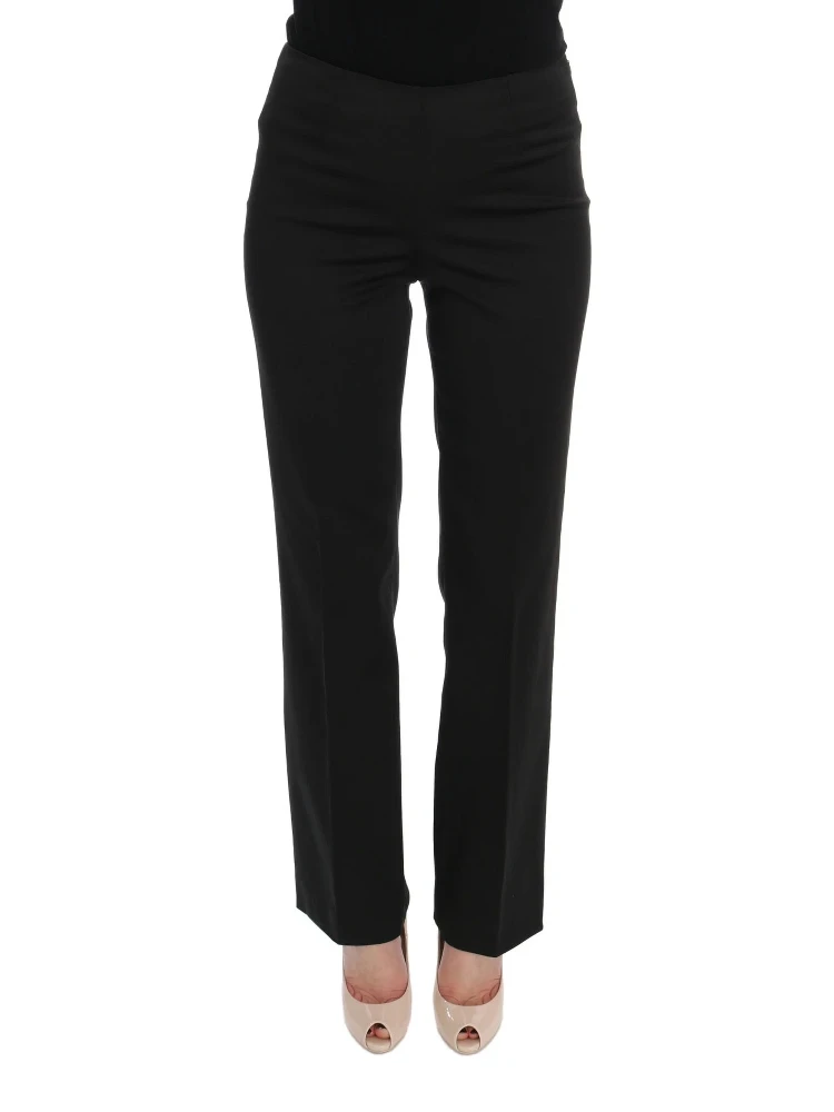 Black Stretch Straight Fit Dress Trousers Pants