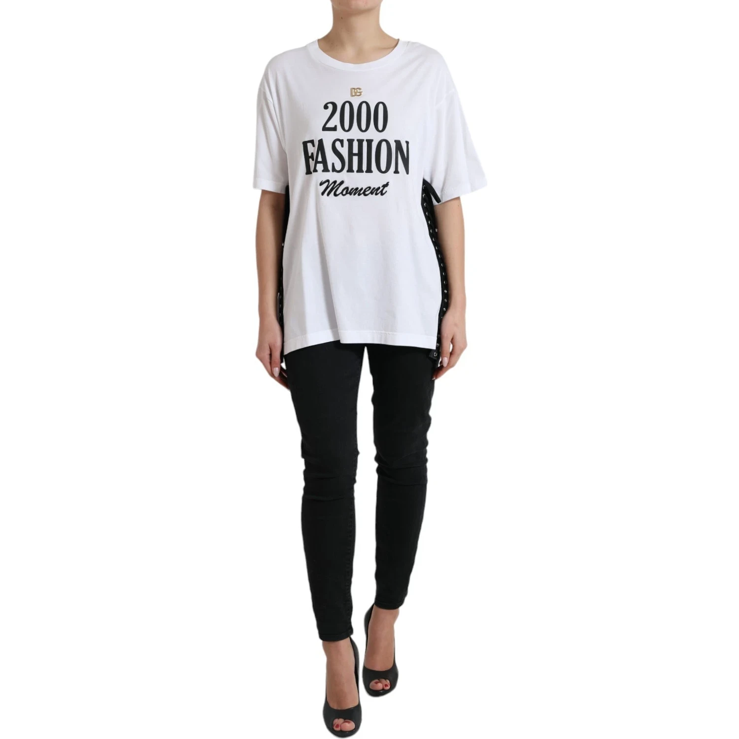 White Cotton 2000 Fashion Print Logo T-shirt