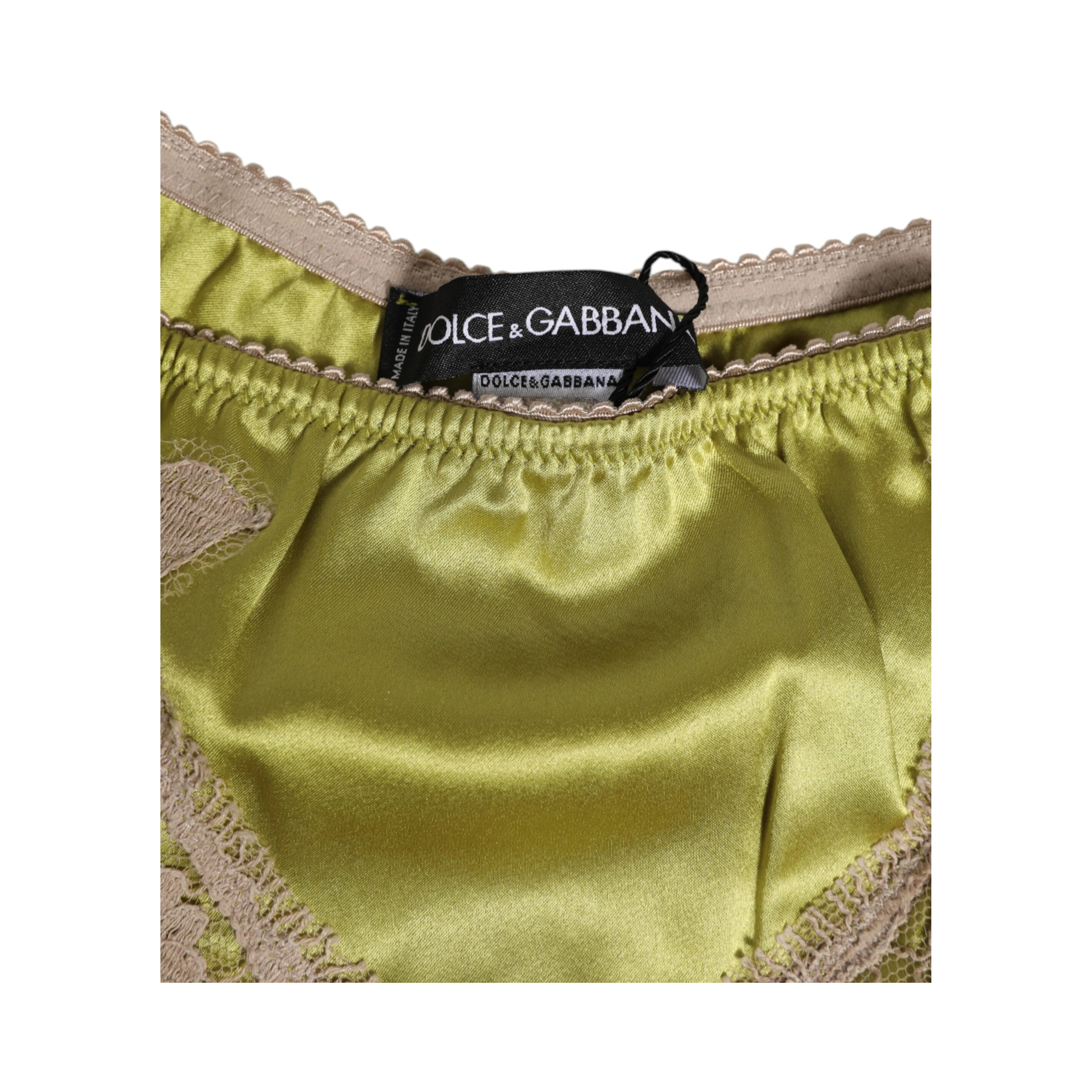 Green Silk Satin Lace Trim New Slip Underwear