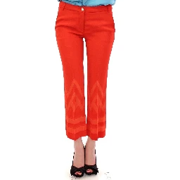Red Pants Cropped 3/4 Short Nude Capri Pants