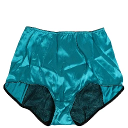 Aqua Green Satin High-Waist Briefs Underwear