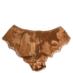 Brown Lace Silk Satin Slip Panties Underwear