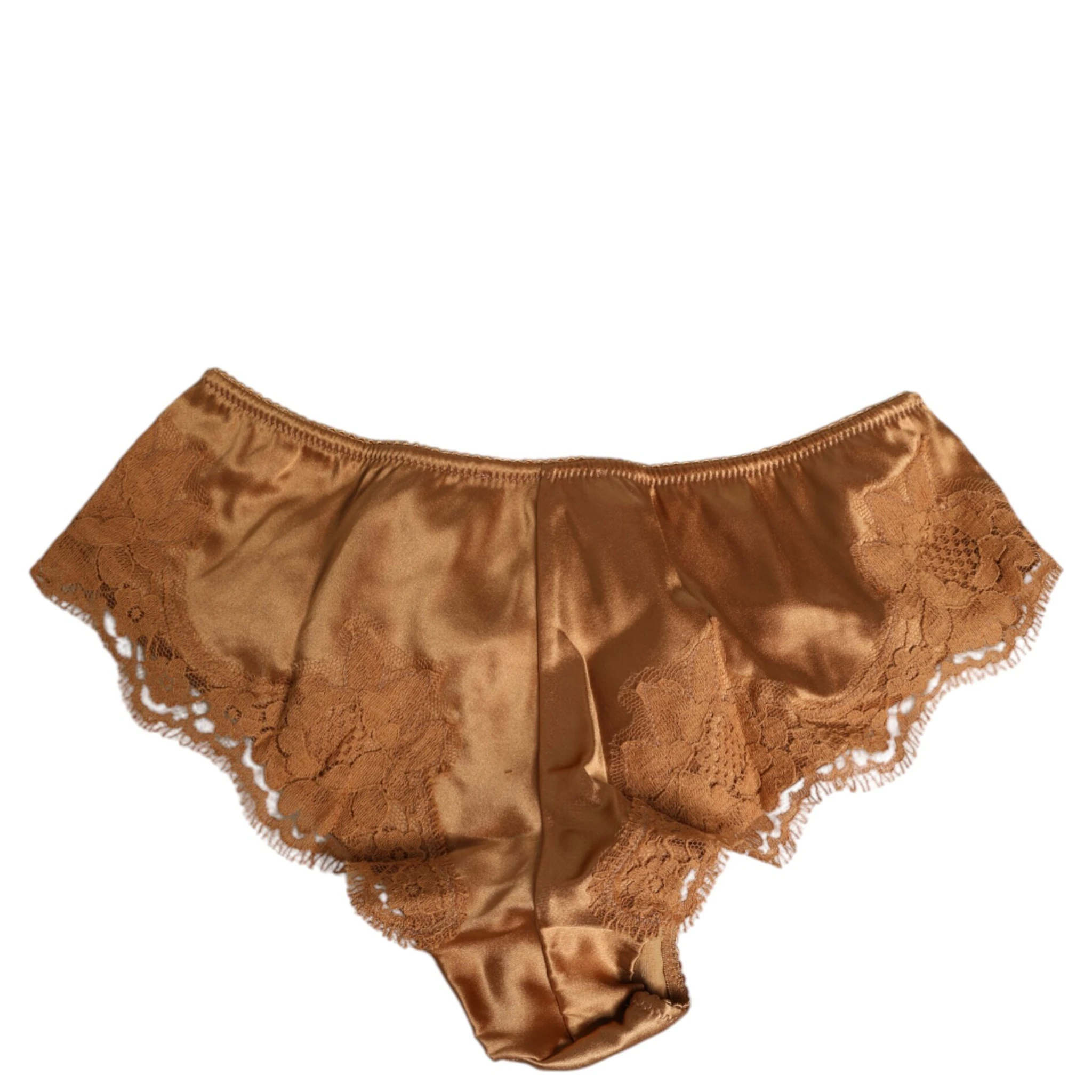 Brown Lace Silk Satin Slip Panties Underwear