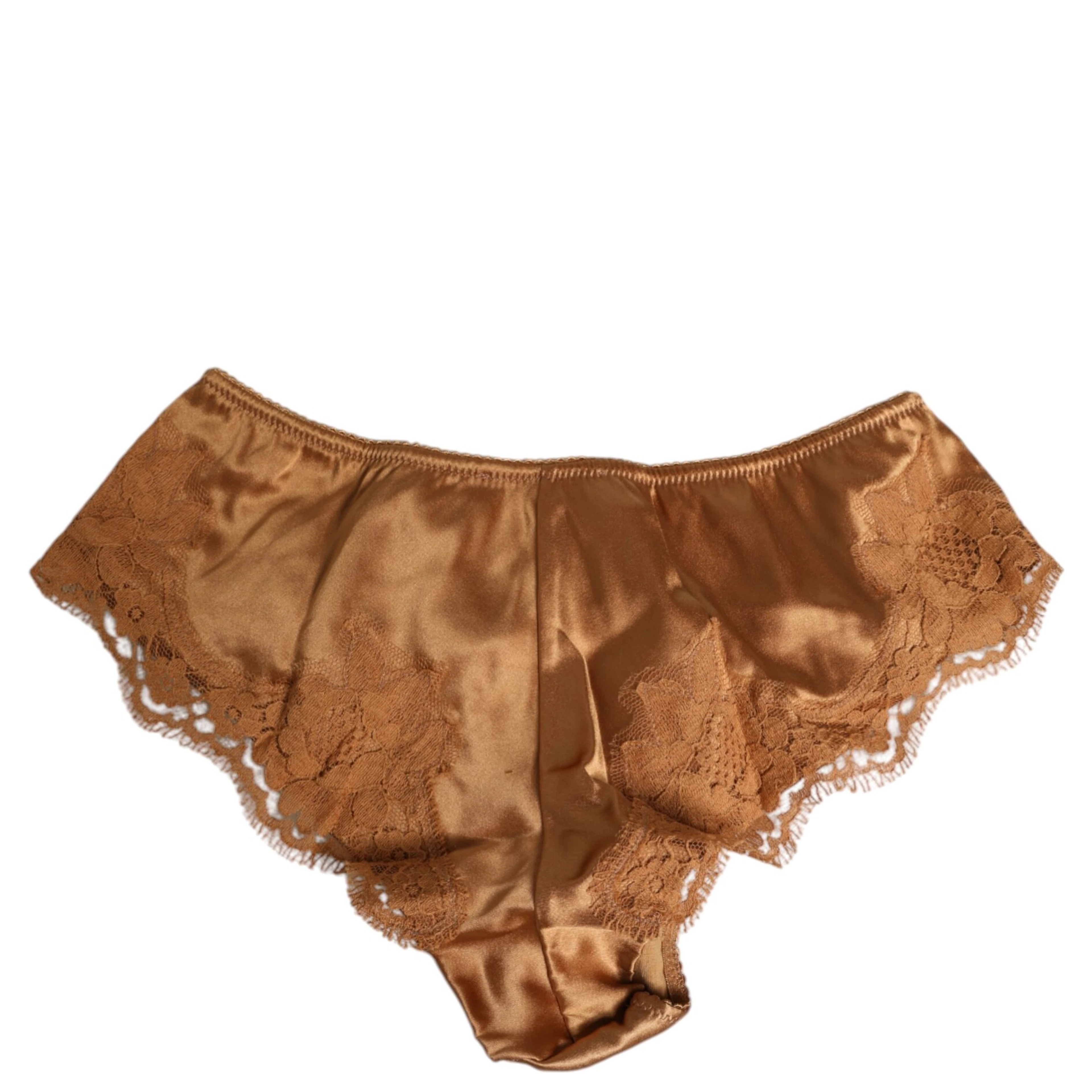 Brown Lace Silk Satin Slip Panties Underwear