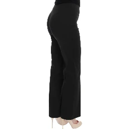 Black Stretch Straight Fit Dress Trousers Pants