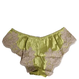 Green Silk Satin Lace Trim New Slip Underwear