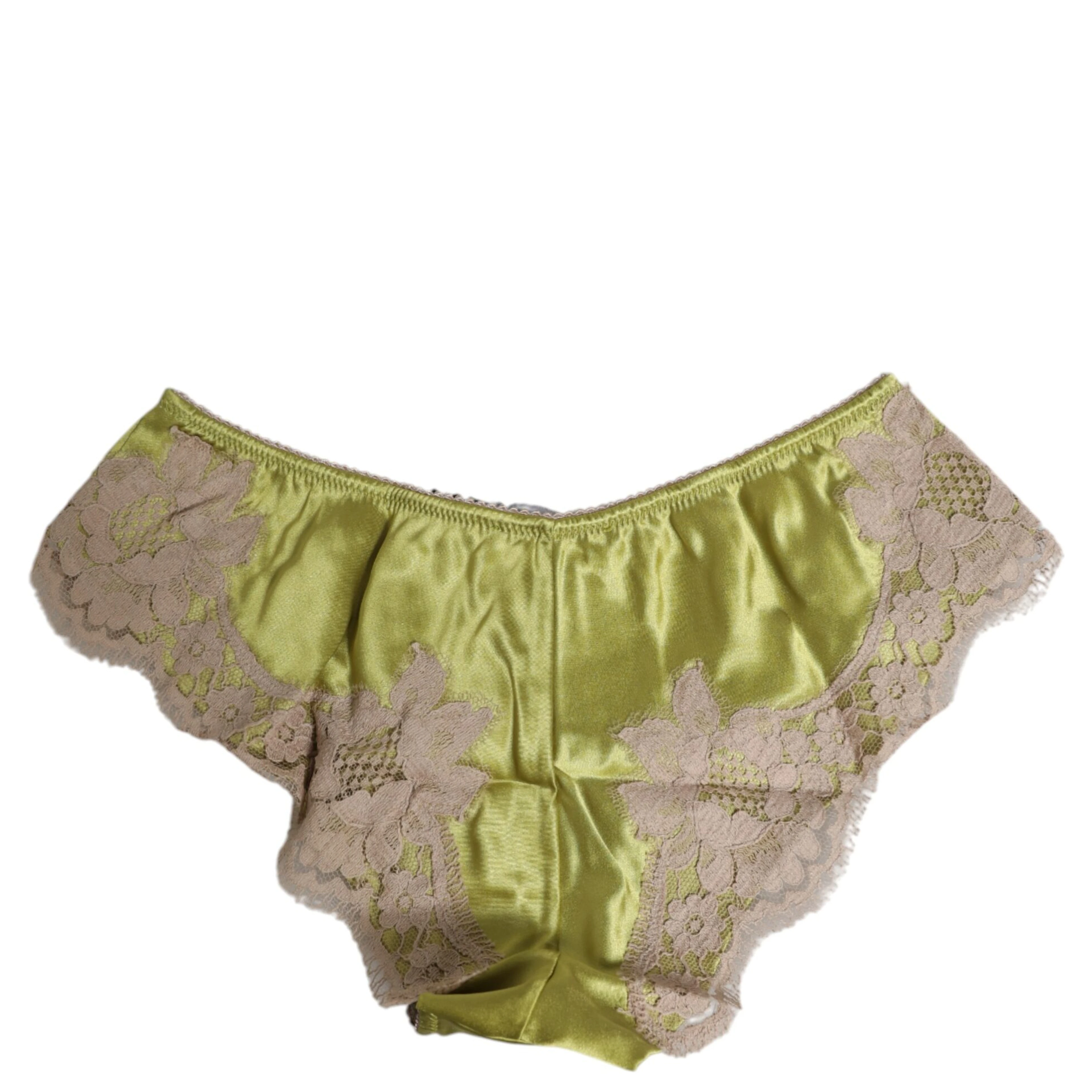 Green Silk Satin Lace Trim New Slip Underwear
