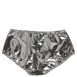 Silver Metallic High Waist Bikini Bottom Women  Underwear