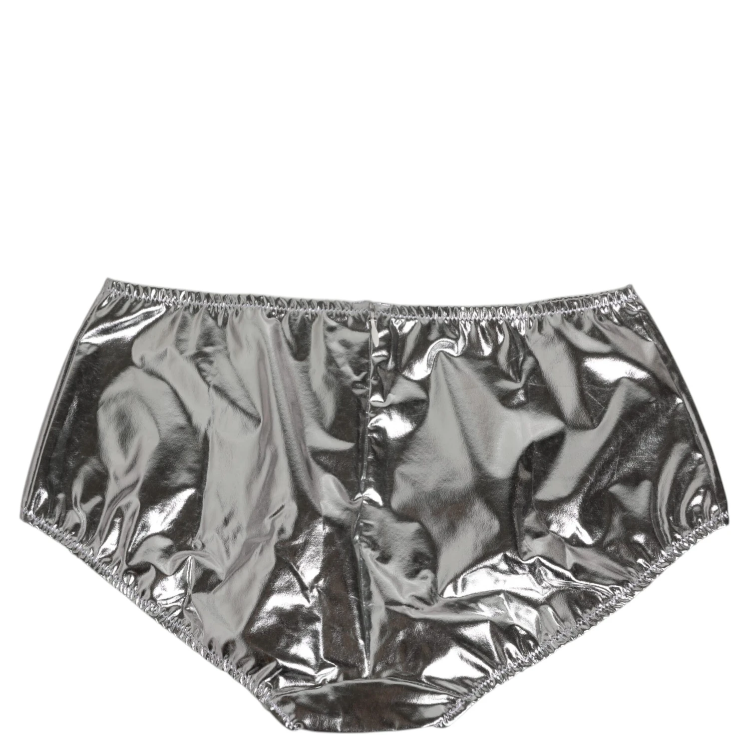 Silver Metallic High Waist Bikini Bottom Women  Underwear