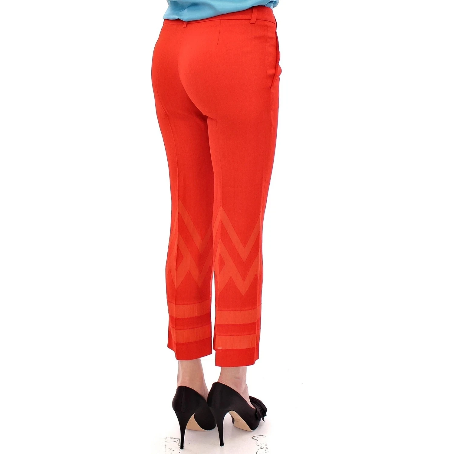 Red Pants Cropped 3/4 Short Nude Capri Pants