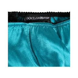 Aqua Green Satin High-Waist Briefs Underwear