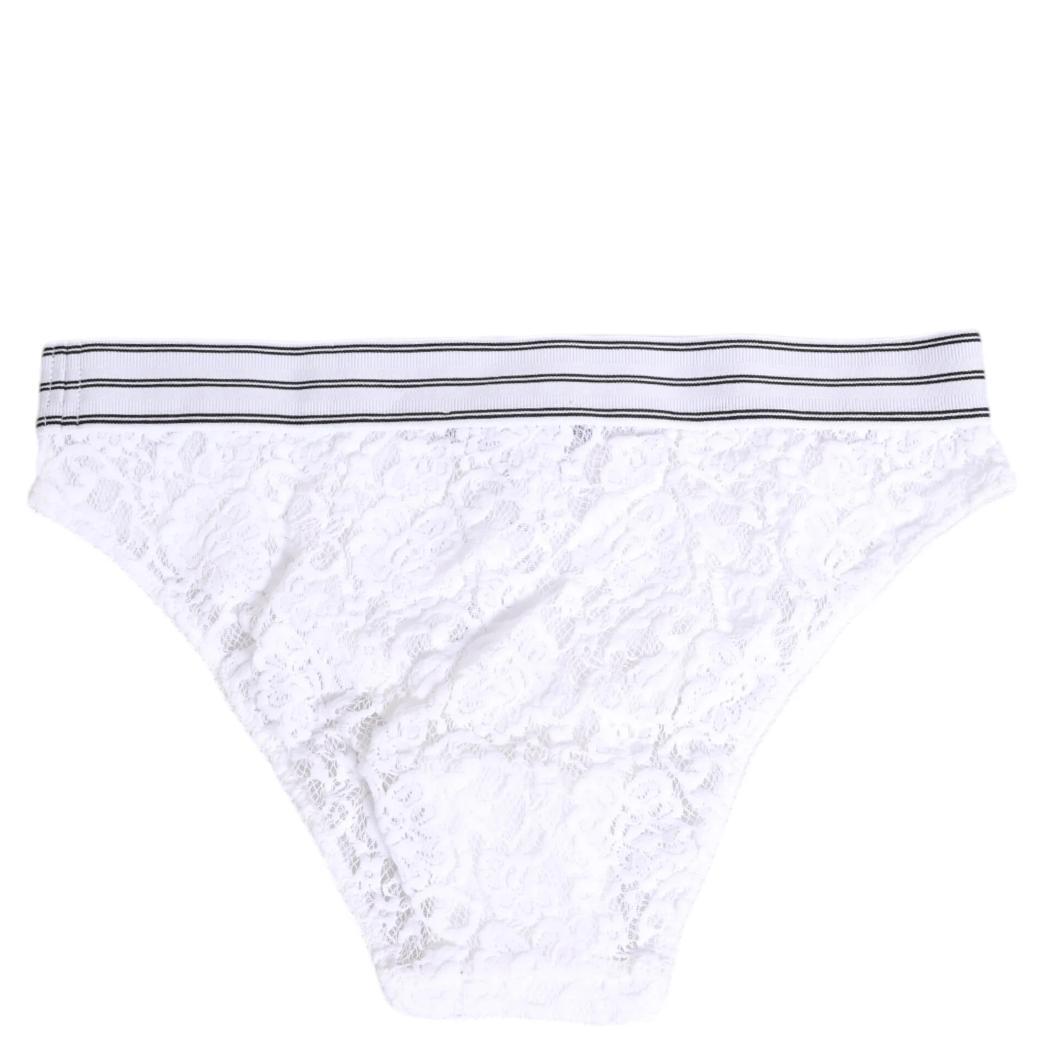 White Lace Slip Brief Logo Waistband Underwear