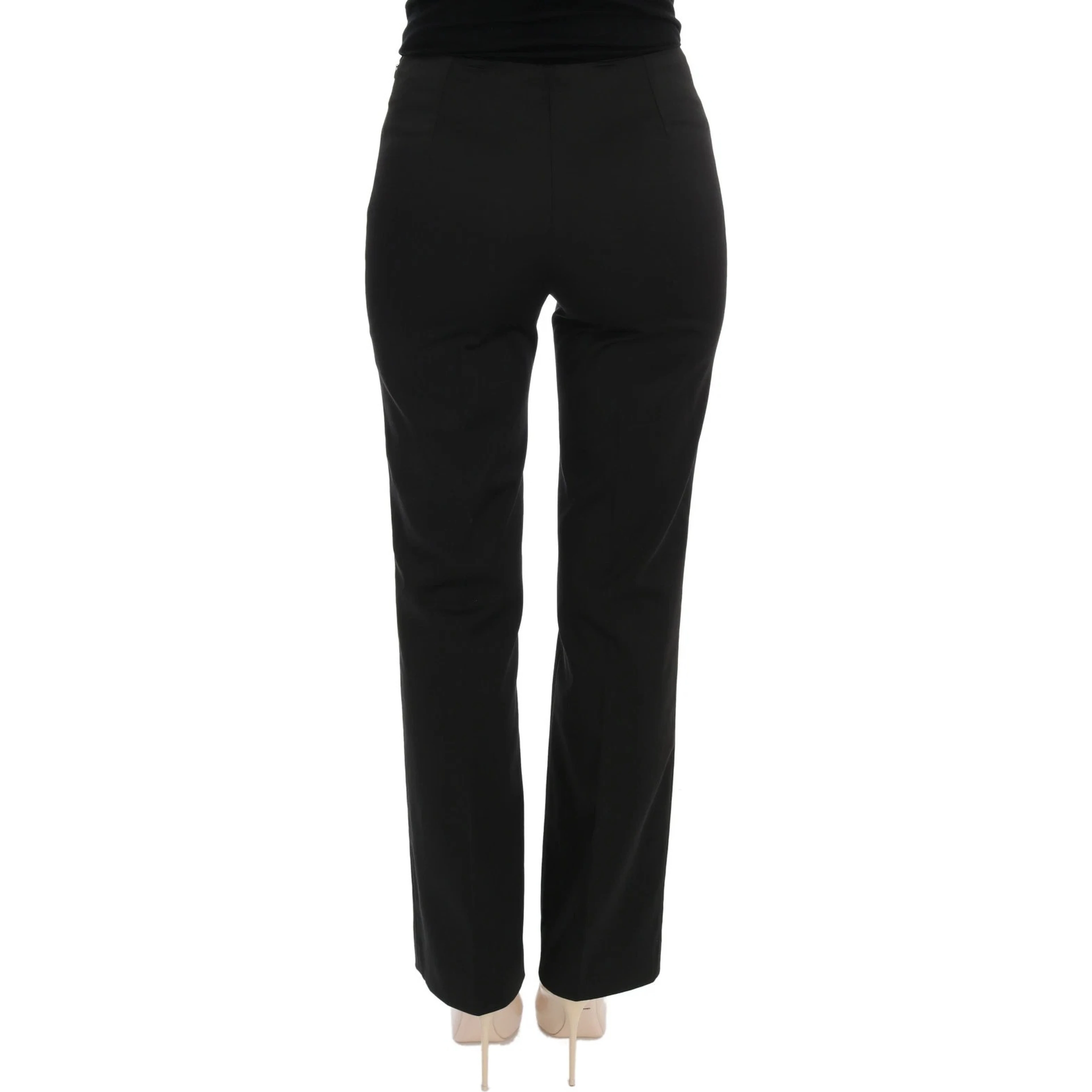 Black Stretch Straight Fit Dress Trousers Pants