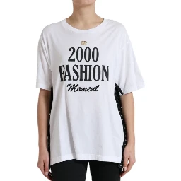 White Cotton 2000 Fashion Print Logo T-shirt