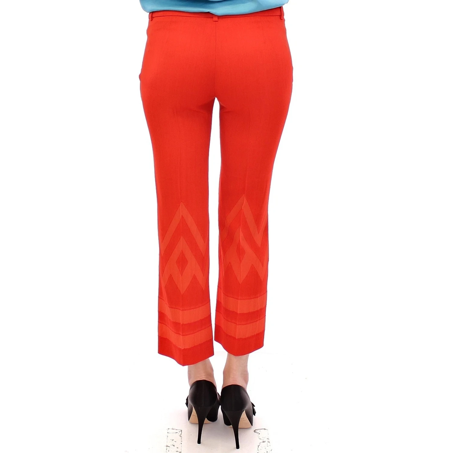 Red Pants Cropped 3/4 Short Nude Capri Pants