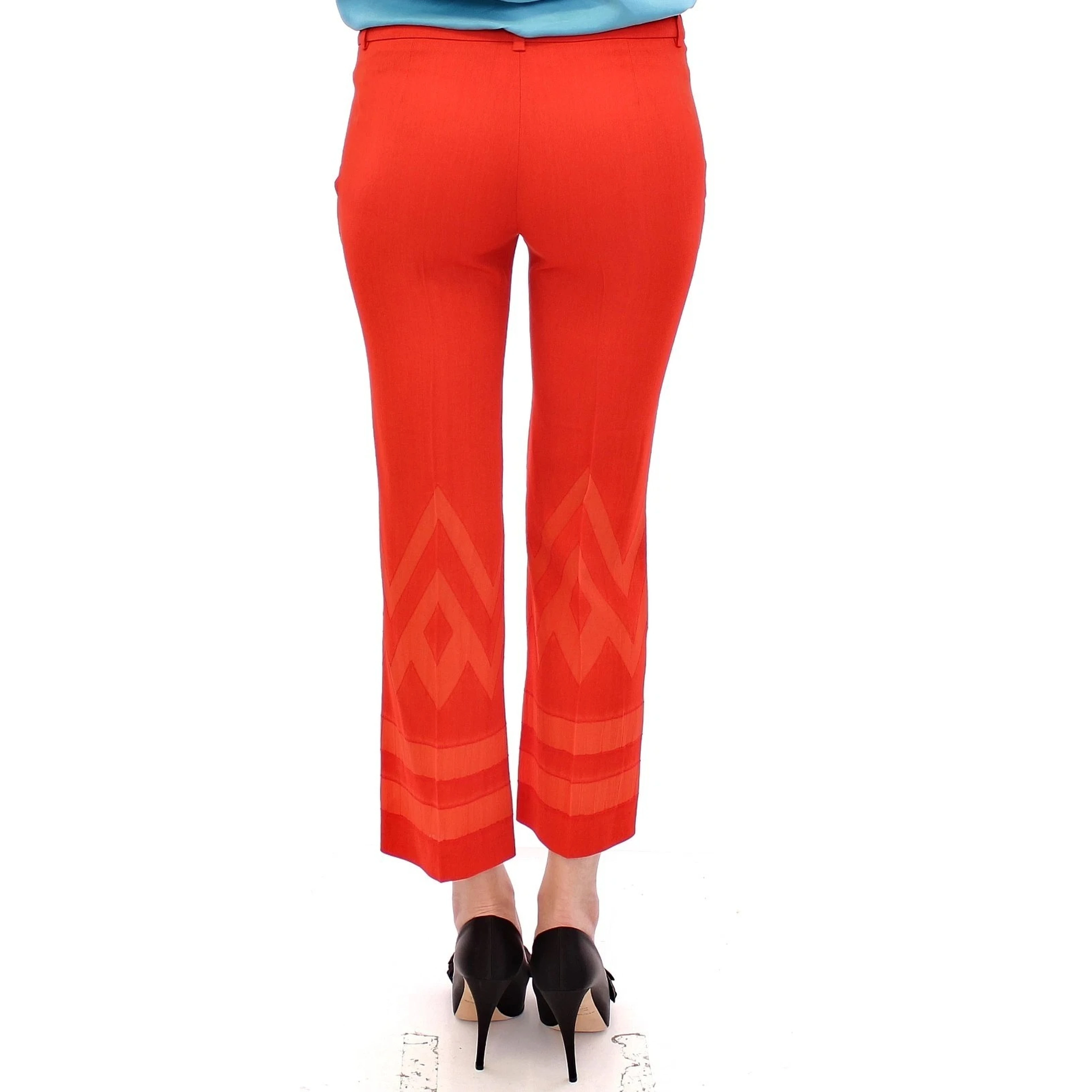 Red Pants Cropped 3/4 Short Nude Capri Pants