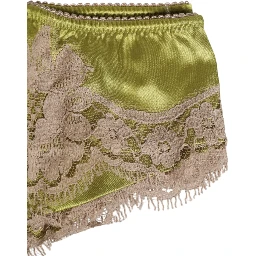 Green Silk Satin Lace Trim New Slip Underwear