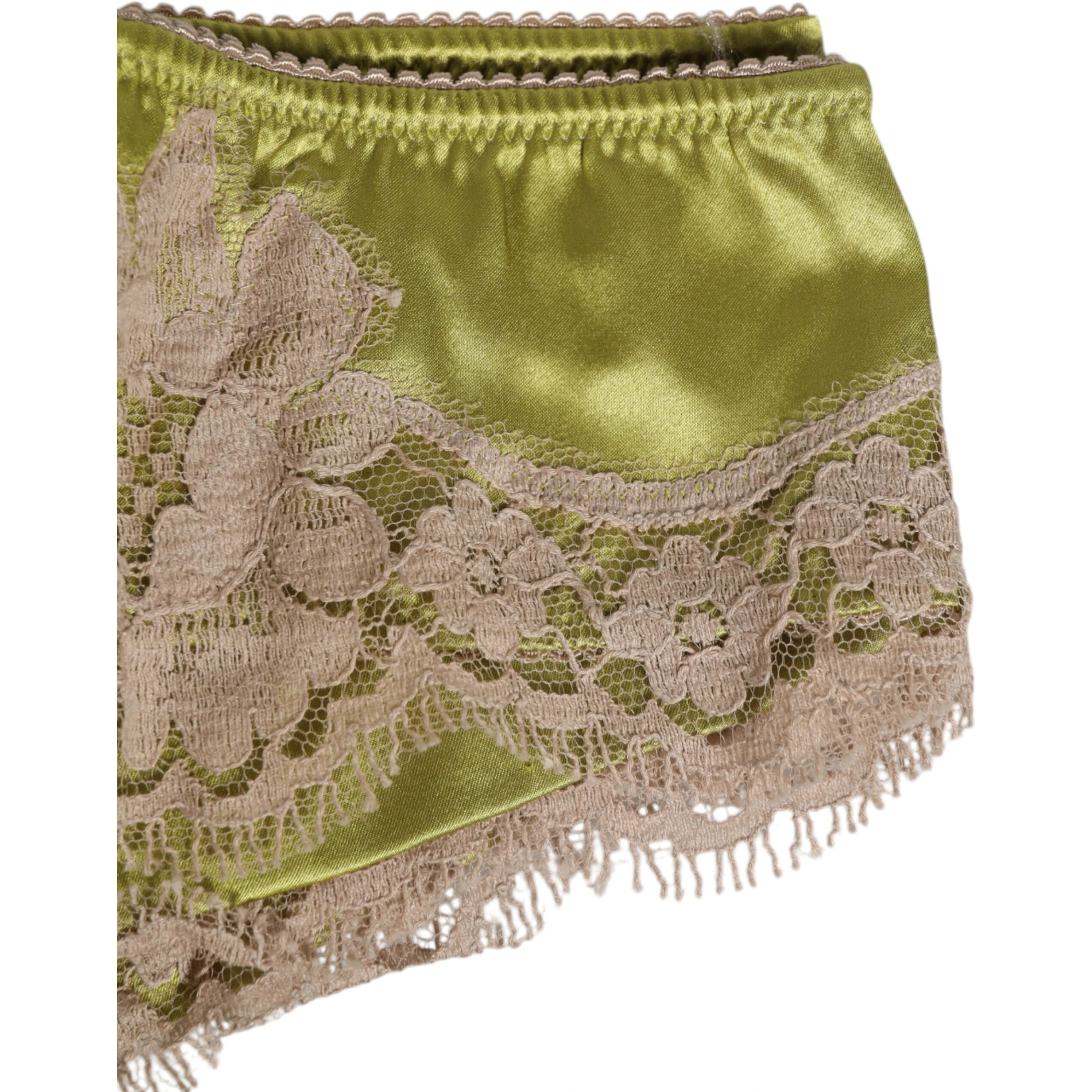 Green Silk Satin Lace Trim New Slip Underwear