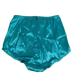 Aqua Green Satin High-Waist Briefs Underwear