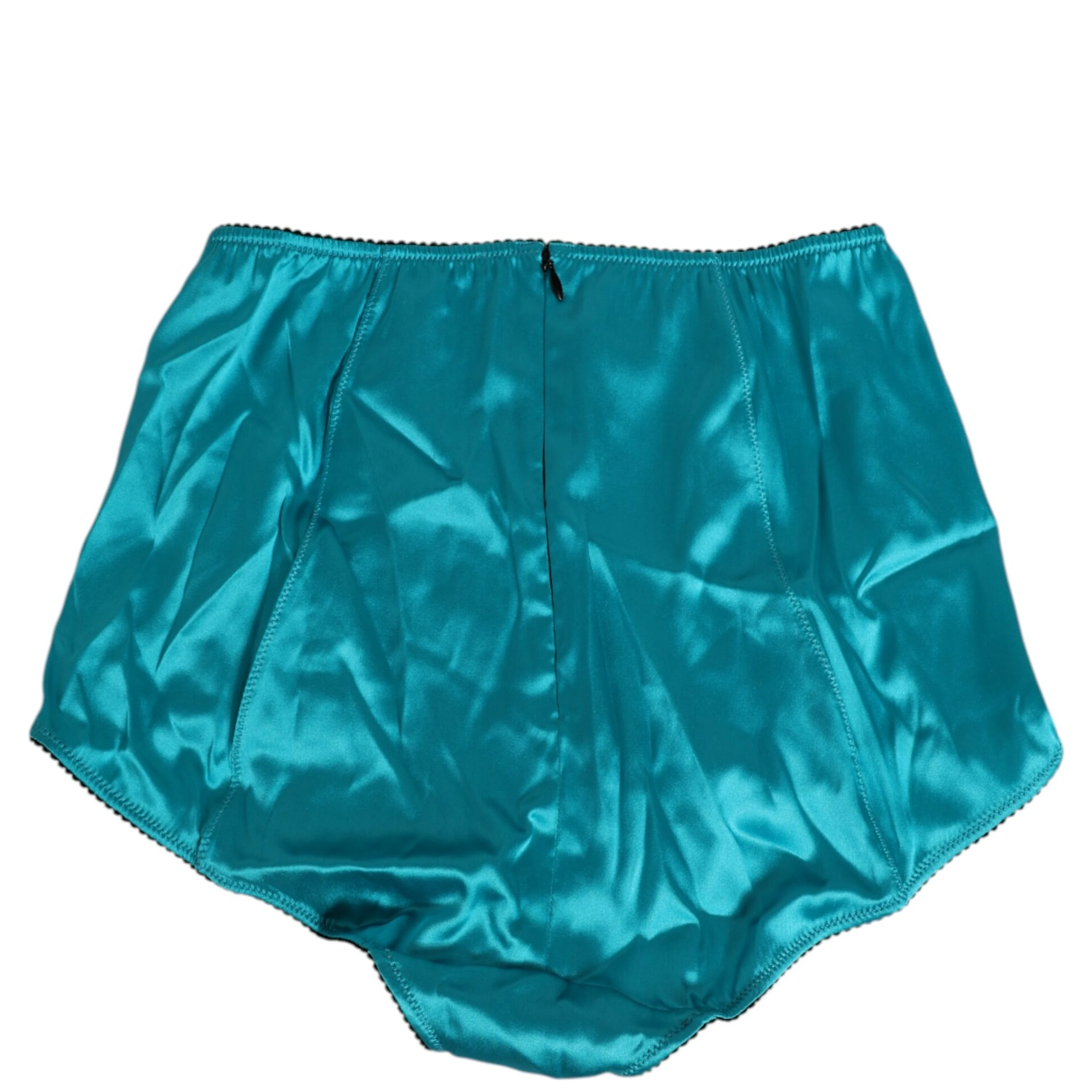 Aqua Green Satin High-Waist Briefs Underwear