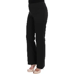 Black Stretch Straight Fit Dress Trousers Pants