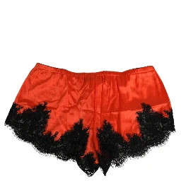 Red Silk Satin Lace Shorts Underwear