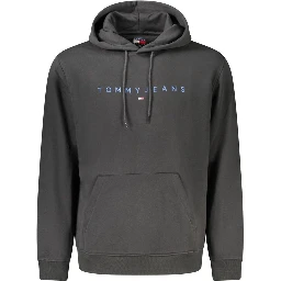 Black Cotton Men Hoodie