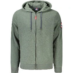 Green Polyester Men's Sweatshirt with Hood