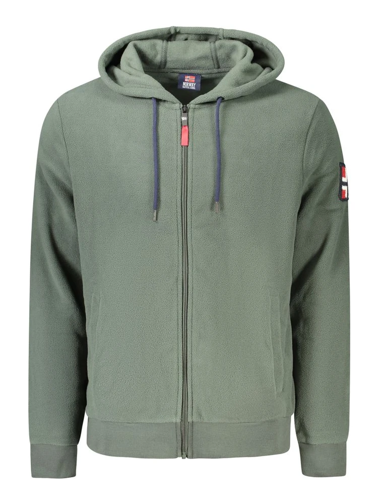 Green Polyester Men's Sweatshirt with Hood