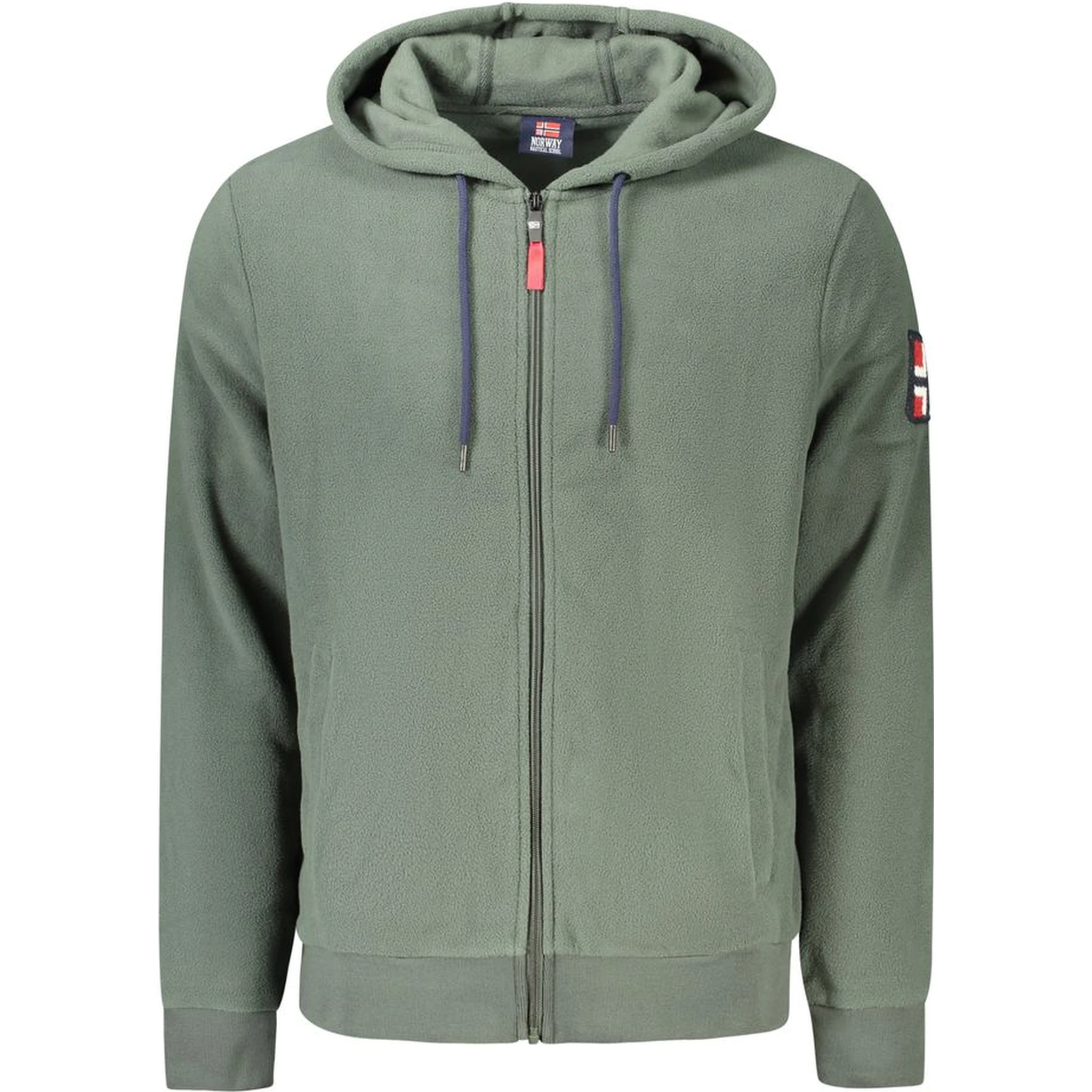 Green Polyester Men's Sweatshirt with Hood