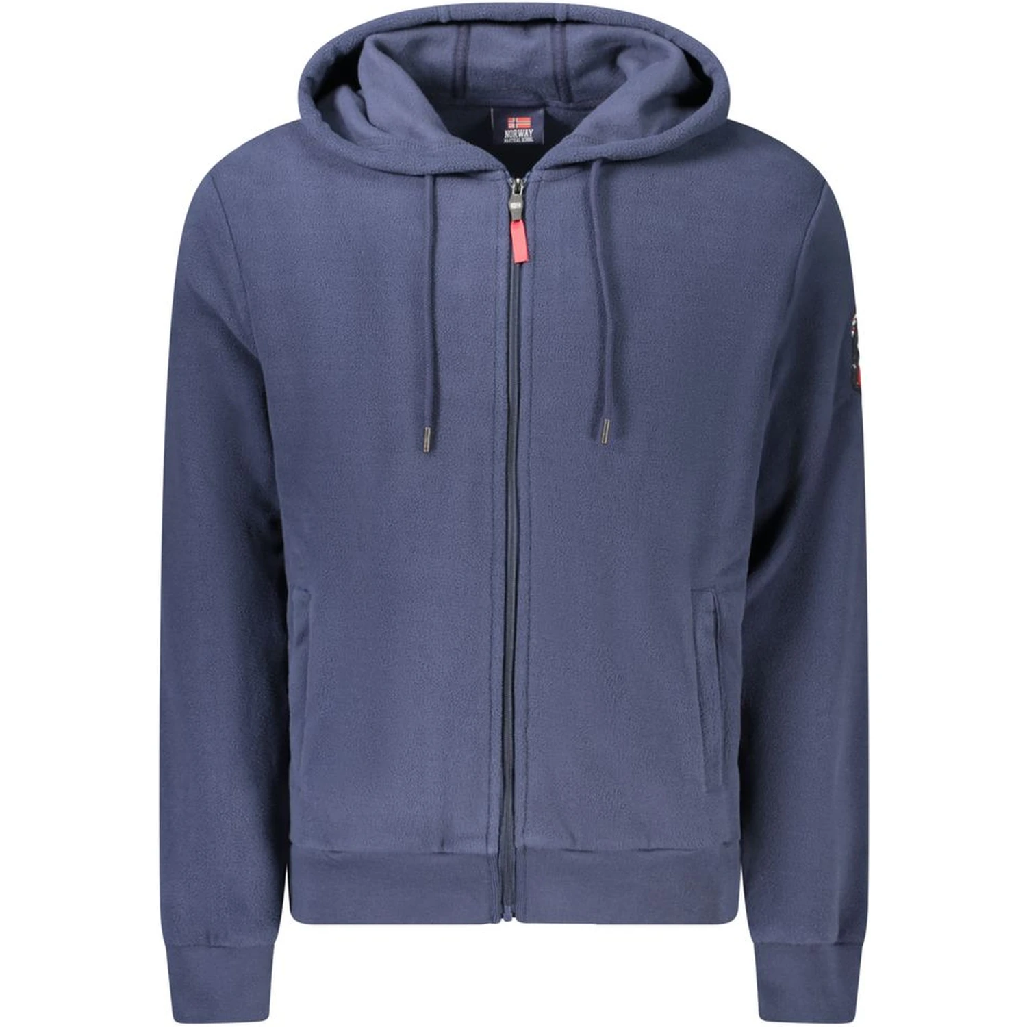 Blue Polyester Men's Hooded Sweater