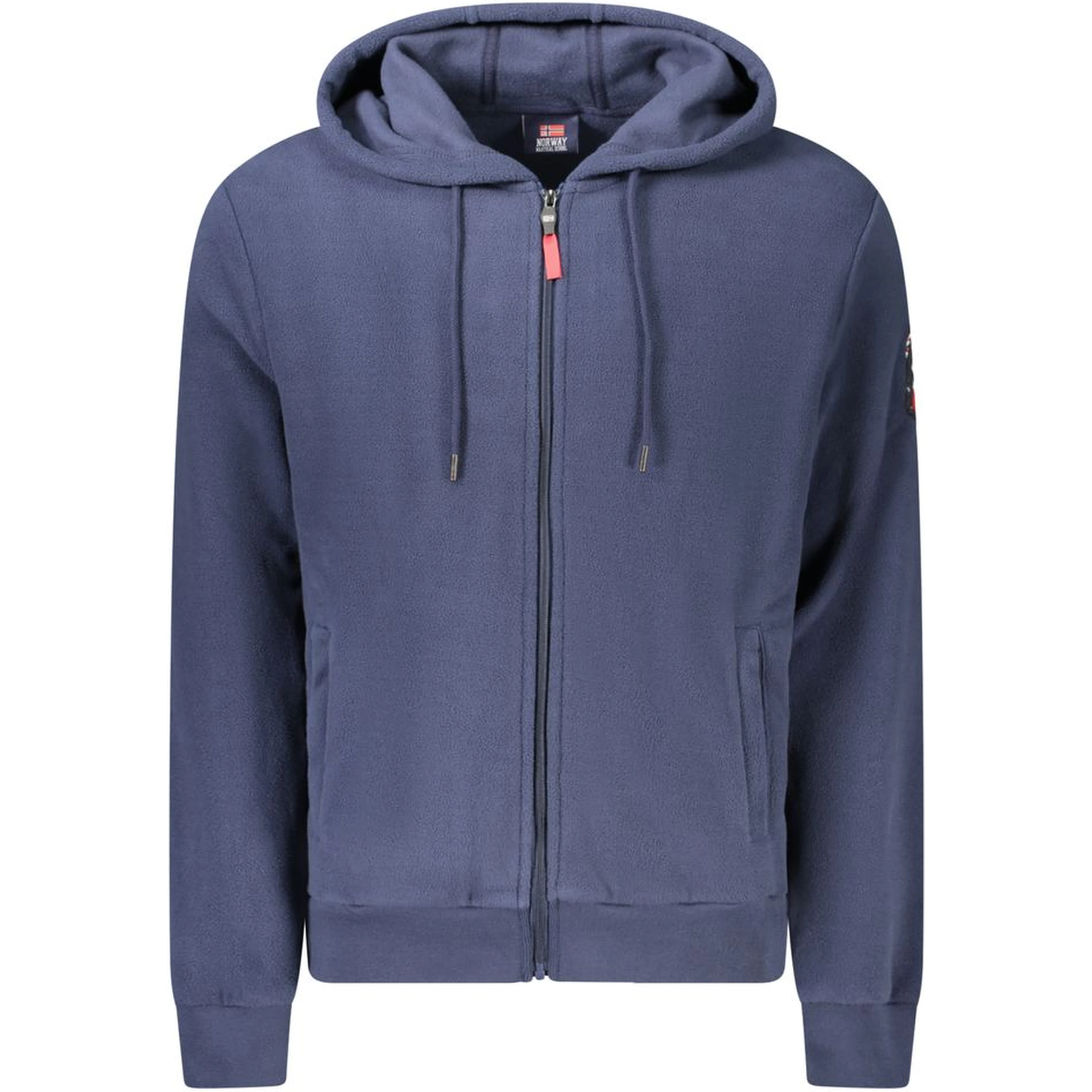 Blue Polyester Men's Hooded Sweater