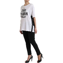 White Cotton 2000 Fashion Print Logo T-shirt