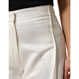 White Viscose Linen Wide Leg Palazzo Womens Pants