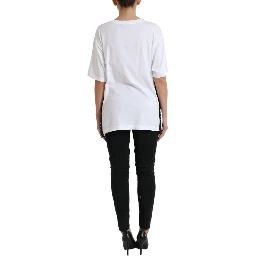White Cotton 2000 Fashion Print Logo T-shirt